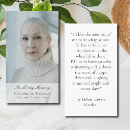 In Loving Memory Elegant Photo Prayer Cards 名刺