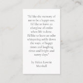 In Loving Memory Elegant Photo Prayer Cards 名刺 (裏面)