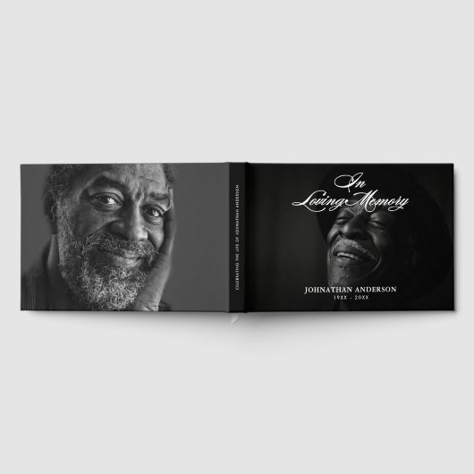 In Loving Memory Elegant Script 2-Photo ゲストブック (全面)
