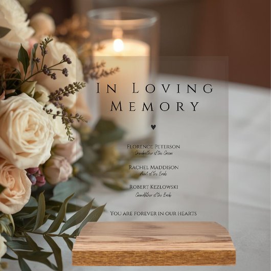 In Loving Memory Elegant Wedding Acrylic Sign アクリルサイン