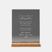 "In Loving Memory" Elegant Wedding Memorial アクリルサイン (正面)