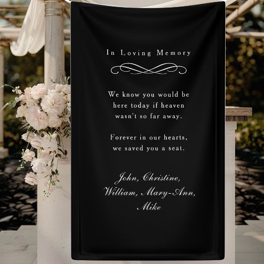 "In Loving Memory" Elegant Wedding Memorial Black 横断幕