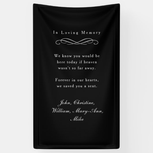 "In Loving Memory" Elegant Wedding Memorial Black 横断幕 (縦)