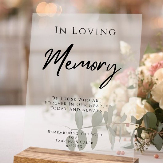 In Loving Memory Elegant Wedding Memorial Table アクリルサイン