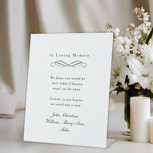 "In Loving Memory" Elegant Wedding Memorial White 台座サイン