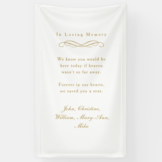 "In Loving Memory" Elegant Wedding Memorial White 横断幕 (縦)