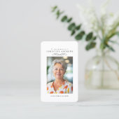 "In loving Memory" Elegant White Photo Prayer  名刺 (スタンド正面)