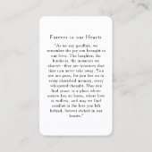 "In loving Memory" Elegant White Photo Prayer  名刺 (裏面)