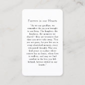 "In loving Memory" Elegant White Photo Prayer  名刺 (裏面)