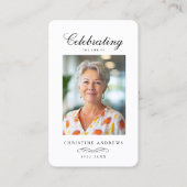 "In loving Memory" Elegant White Photo Prayer  名刺 (正面)