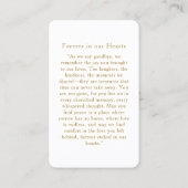 "In loving Memory" Elegant White Photo Prayer 名刺 (裏面)