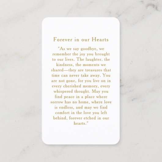 "In loving Memory" Elegant White Photo Prayer  名刺 (裏面)