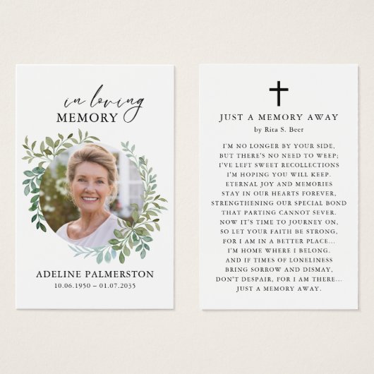 In loving Memory Floral Funeral Prayer Cards (正面&裏面)