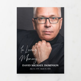 In Loving Memory Full Photo Memorialプログラム 三つ折り招待状