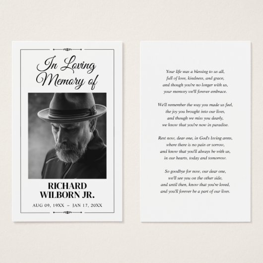 In Loving Memory Funeral Memorial Prayer Card (正面&裏面)