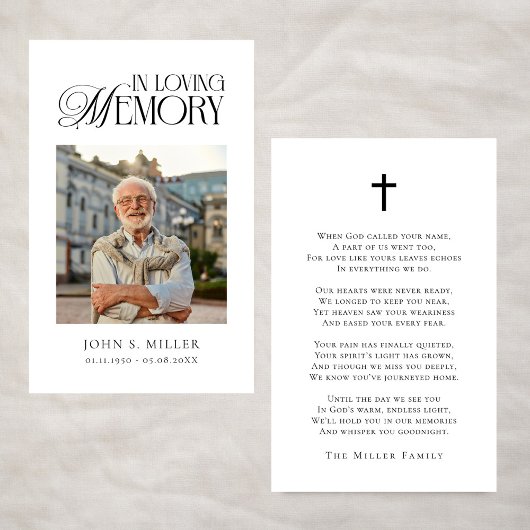 In Loving Memory Funeral Memorial Prayer Card 名刺