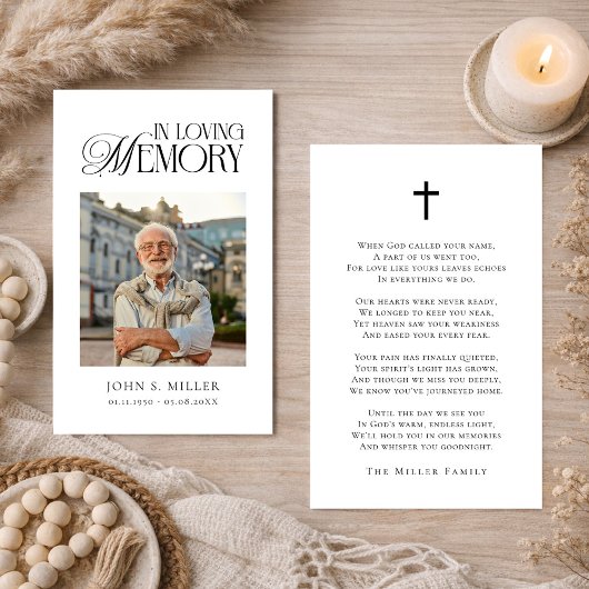 In Loving Memory Funeral Memorial Prayer Card 名刺