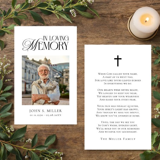 In Loving Memory Funeral Memorial Prayer Card 名刺