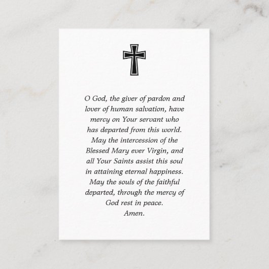 In Loving Memory Funeral Prayer Card 名刺 (裏面)