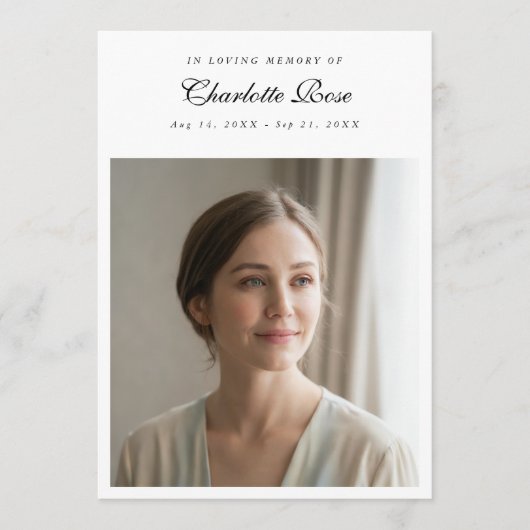 In Loving Memory Funeral Program Keepsake Card プログラム (正面)