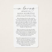 In Loving Memory Guadalupe Funeral Prayer Cards (裏面)