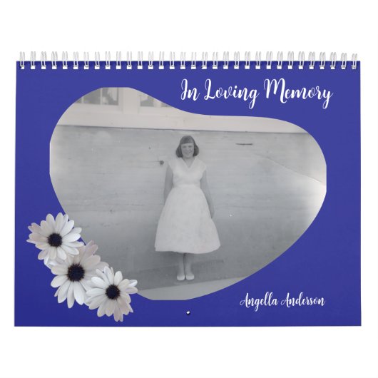 In Loving Memory Heart Shape Photo Daisies カレンダー (カバー)