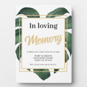 In loving memory Leaf wedding sign Tabletop Plaque フォトプラーク (正面)