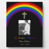 In Loving Memory LGBTプライドレインボークロス写真 フォトプラーク (正面)