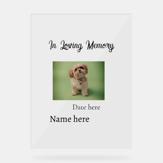 In loving memory memorial keepsake add pet name アクリルサイン (正面)