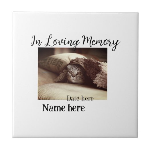 In loving memory memorial keepsake add pet name タイル (正面)