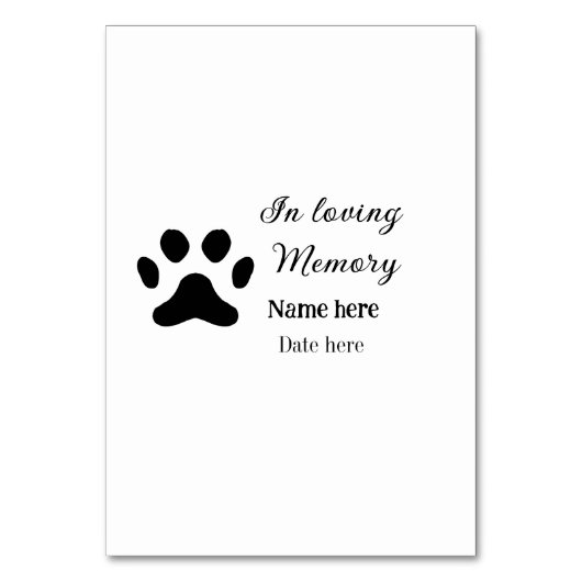 In loving memory memorial keepsake add pet name テーブルナンバー (正面)