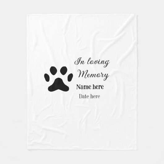 In loving memory memorial keepsake add pet name フリースブランケット (正面)