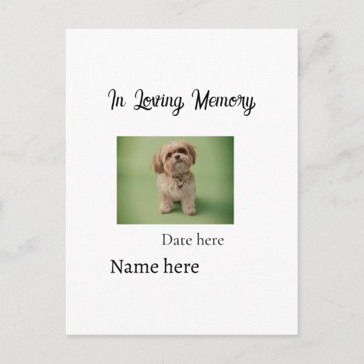 In loving memory memorial keepsake add pet name ポストカード (正面)