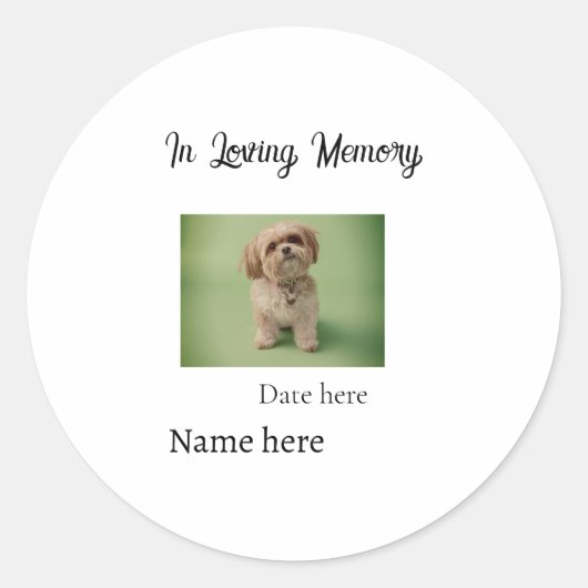 In loving memory memorial keepsake add pet name ラウンドシール (正面)