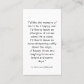 In Loving Memory Minimalist Photo Prayer Card 名刺 (裏面)