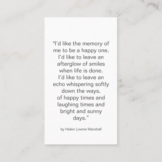 In Loving Memory Minimalist Photo Prayer Card 名刺 (裏面)