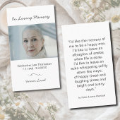 In Loving Memory Minimalist Photo Prayer Card 名刺