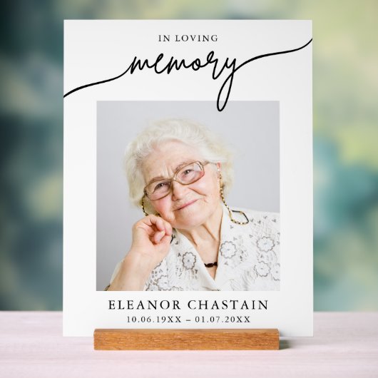 In Loving Memory Minimalist Photo Sympathy アクリルサイン (ニュートラル)