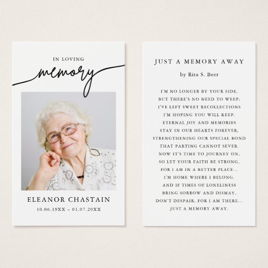 In Loving Memory Minimalist Photo Sympathy Cards (正面&裏面)