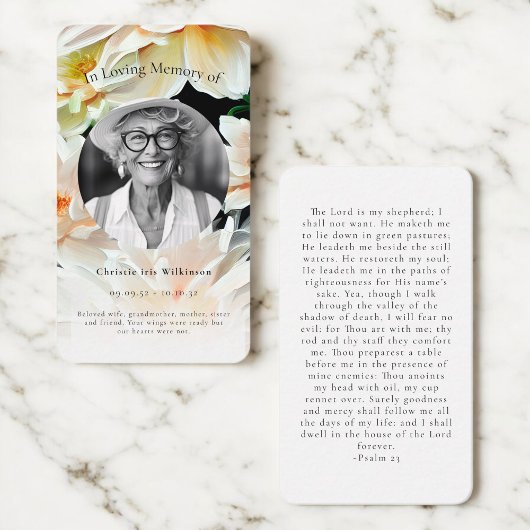 in loving memory modern floral simple prayer card  ノートカード