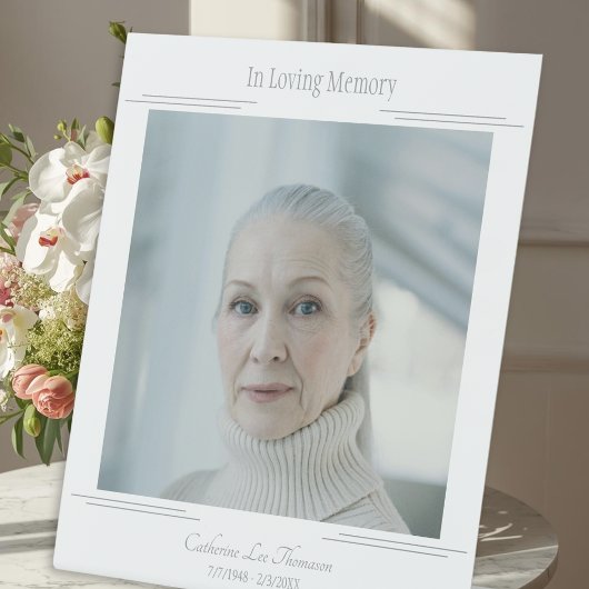 In Loving Memory Modern Photo Funeral Table Sign 台座サイン
