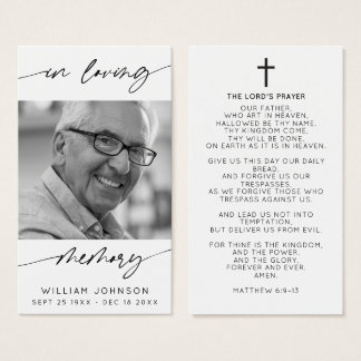 In Loving Memory Modern Script Photo Prayer 