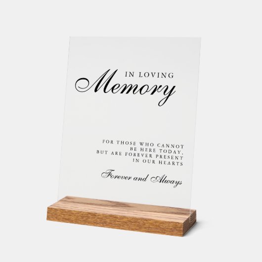 In Loving Memory Modern Wedding Memorial Sign アクリルサイン (傾斜)