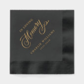 In loving memory name date black funeral memorial 箔ナプキン (正面)