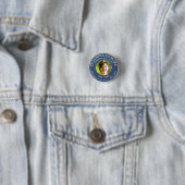 In Loving Memory Navy モダン Blue Photo Memorial 缶バッジ (インサイチュ)