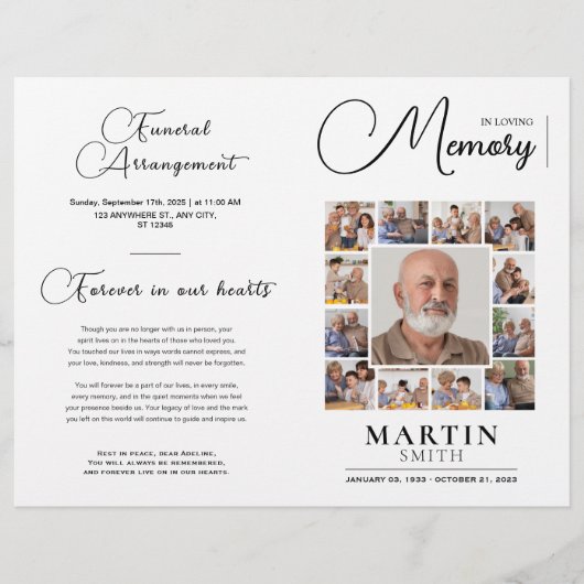 In Loving Memory Obituary Photo Collage Funeral チラシ (正面)