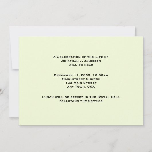 In Loving Memory of Life Butterflyお祝い 招待状 (裏面)