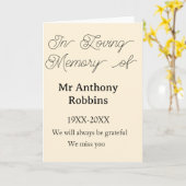 In Loving memory of name funeral memory keepsake カード (黄色い花)