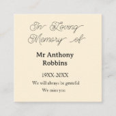 In Loving memory of name funeral memory keepsake スクエア名刺 (正面)