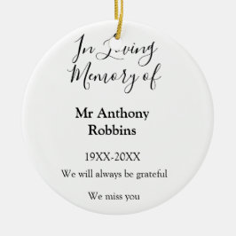 In Loving memory of name funeral memory keepsake セラミックオーナメント